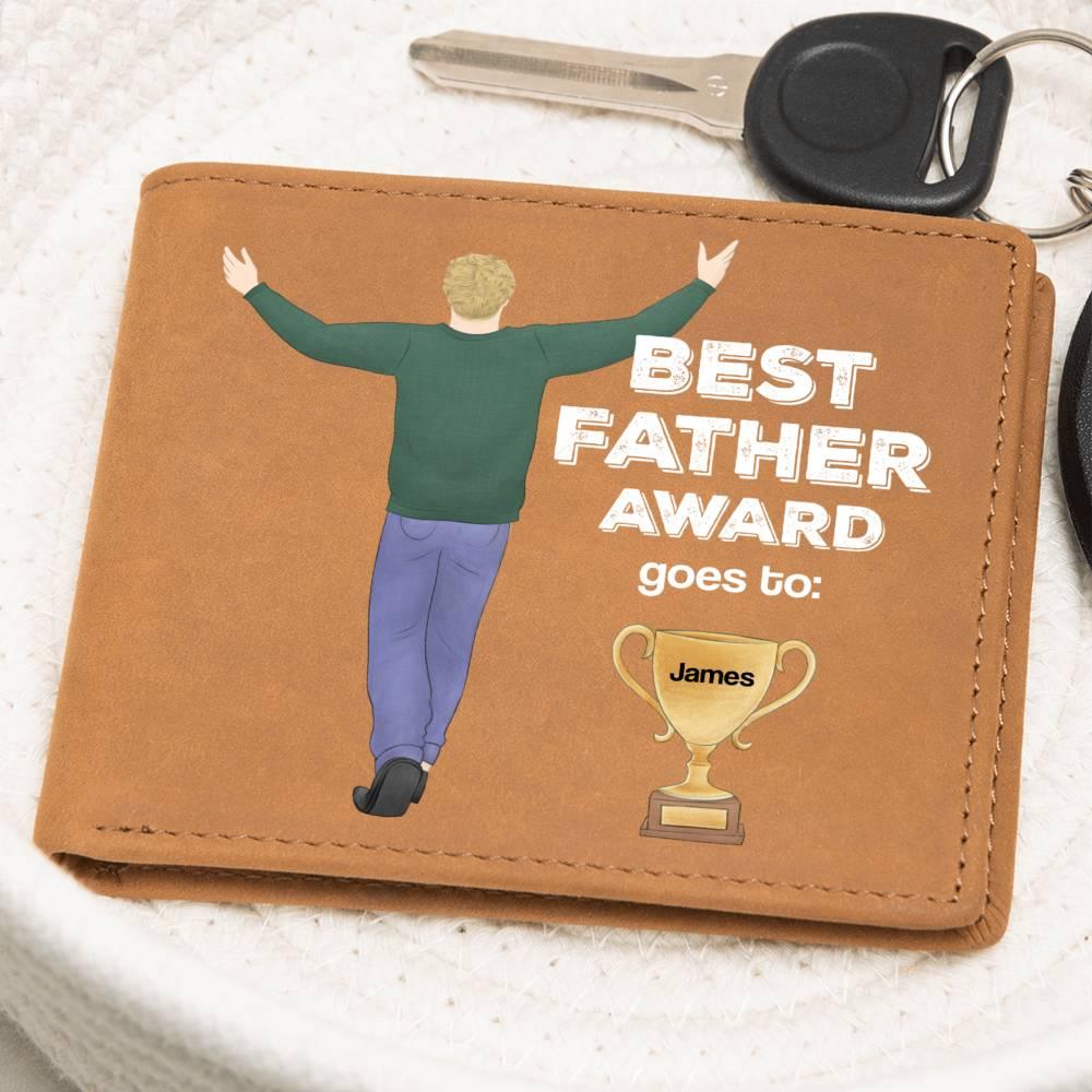 Dad Custom Leather Wallet - Best Father Award - Mallard Moon Gift Shop