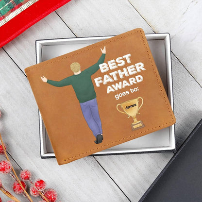 Dad Custom Leather Wallet - Best Father Award - Mallard Moon Gift Shop