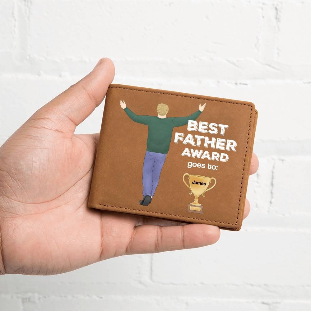 Dad Custom Leather Wallet - Best Father Award - Mallard Moon Gift Shop