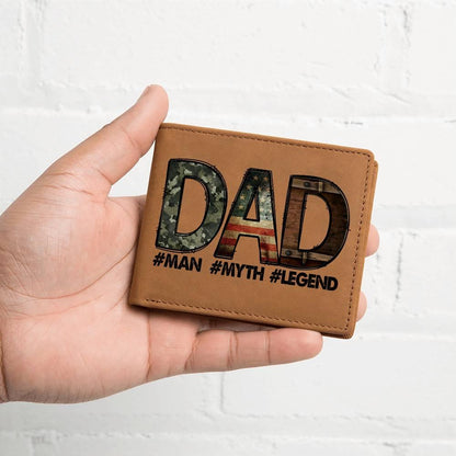 DAD Custom Printed Leather Wallet - Man - Myth - Legend - Mallard Moon Gift Shop