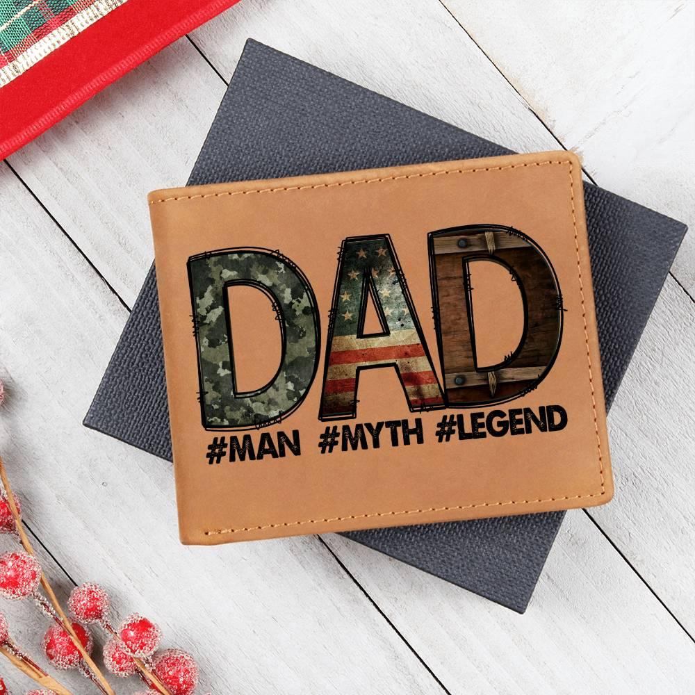 DAD Custom Printed Leather Wallet - Man - Myth - Legend - Mallard Moon Gift Shop