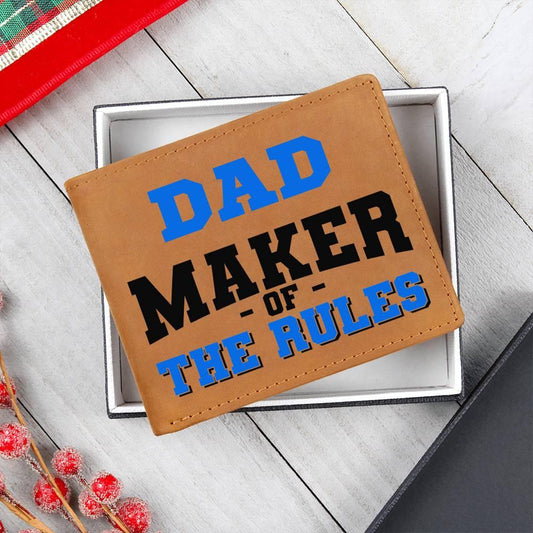 DAD - Maker of the Rules Personalized Leather Wallet - Mallard Moon Gift Shop