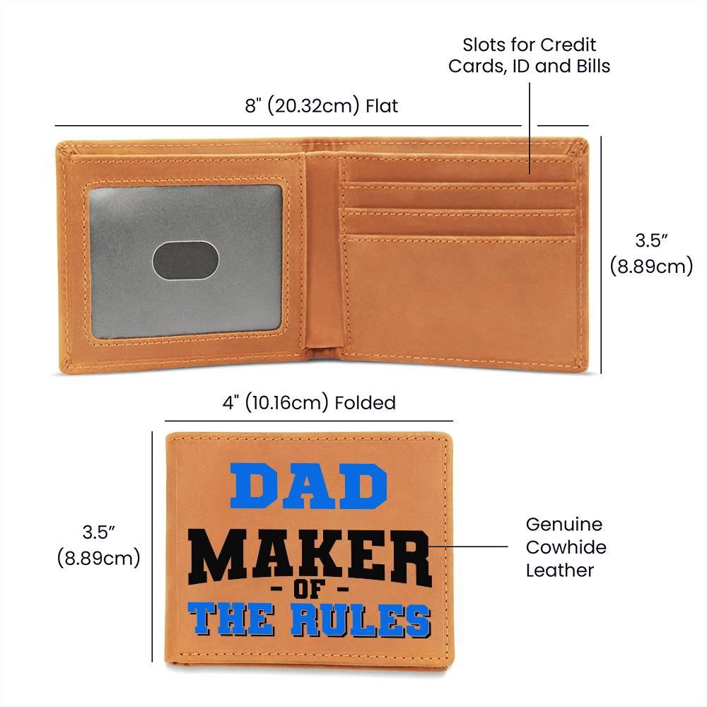 DAD - Maker of the Rules Personalized Leather Wallet - Mallard Moon Gift Shop