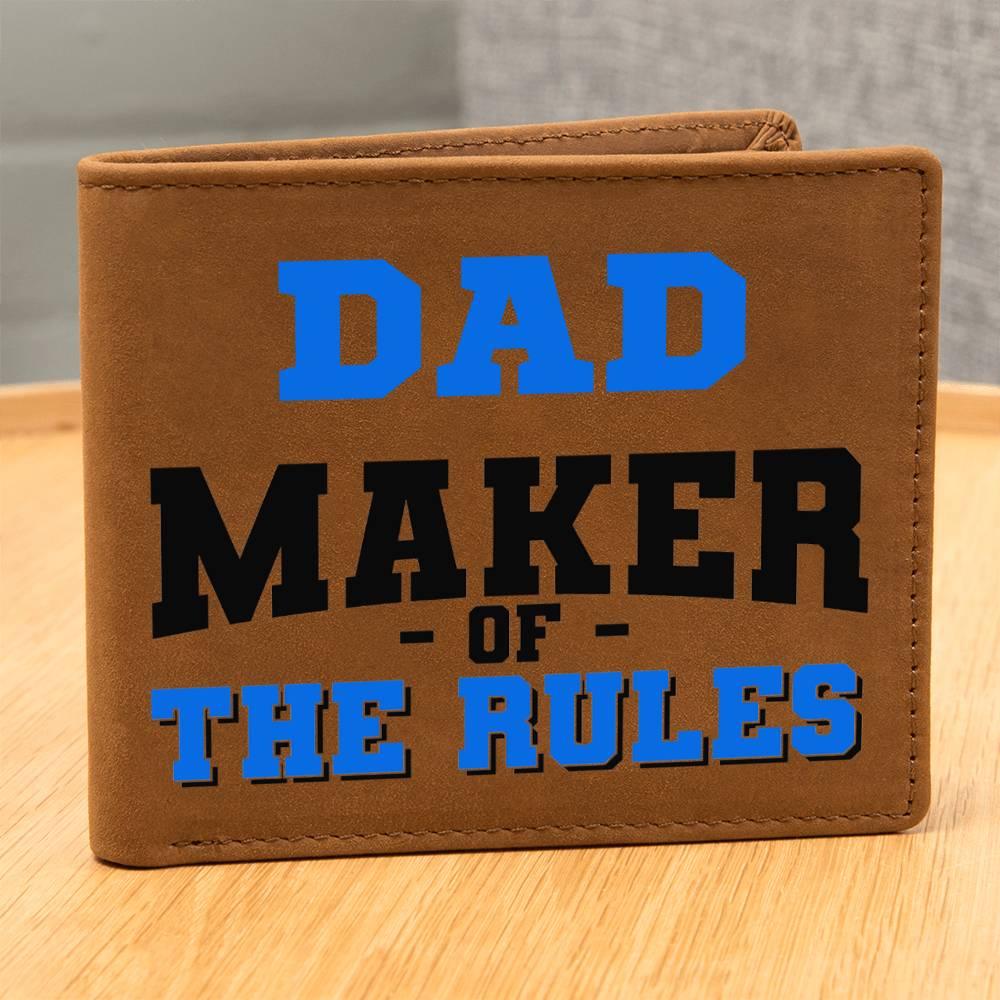 DAD - Maker of the Rules Personalized Leather Wallet - Mallard Moon Gift Shop