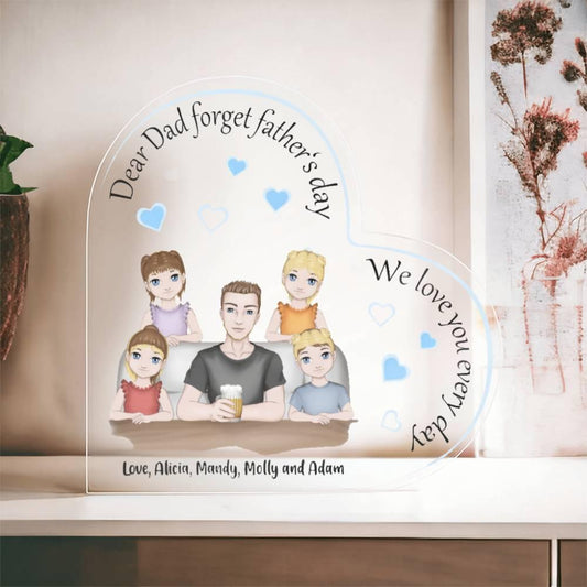 Dad with Kids Personalized Heart Acrylic Plaque - Mallard Moon Gift Shop