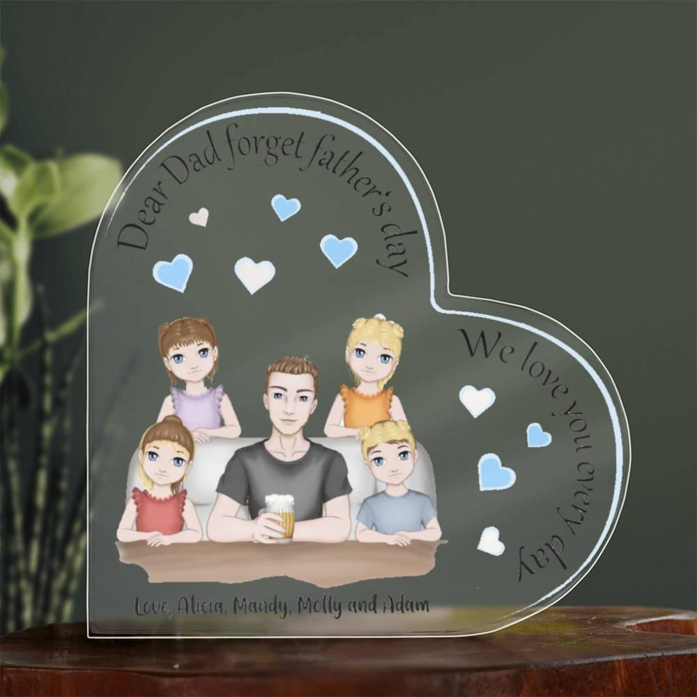 Dad with Kids Personalized Heart Acrylic Plaque - Mallard Moon Gift Shop