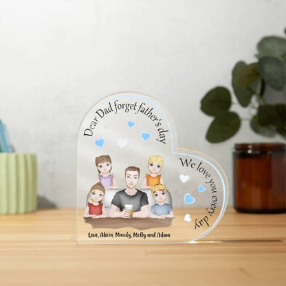 Dad with Kids Personalized Heart Acrylic Plaque - Mallard Moon Gift Shop