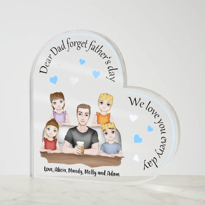 Dad with Kids Personalized Heart Acrylic Plaque - Mallard Moon Gift Shop