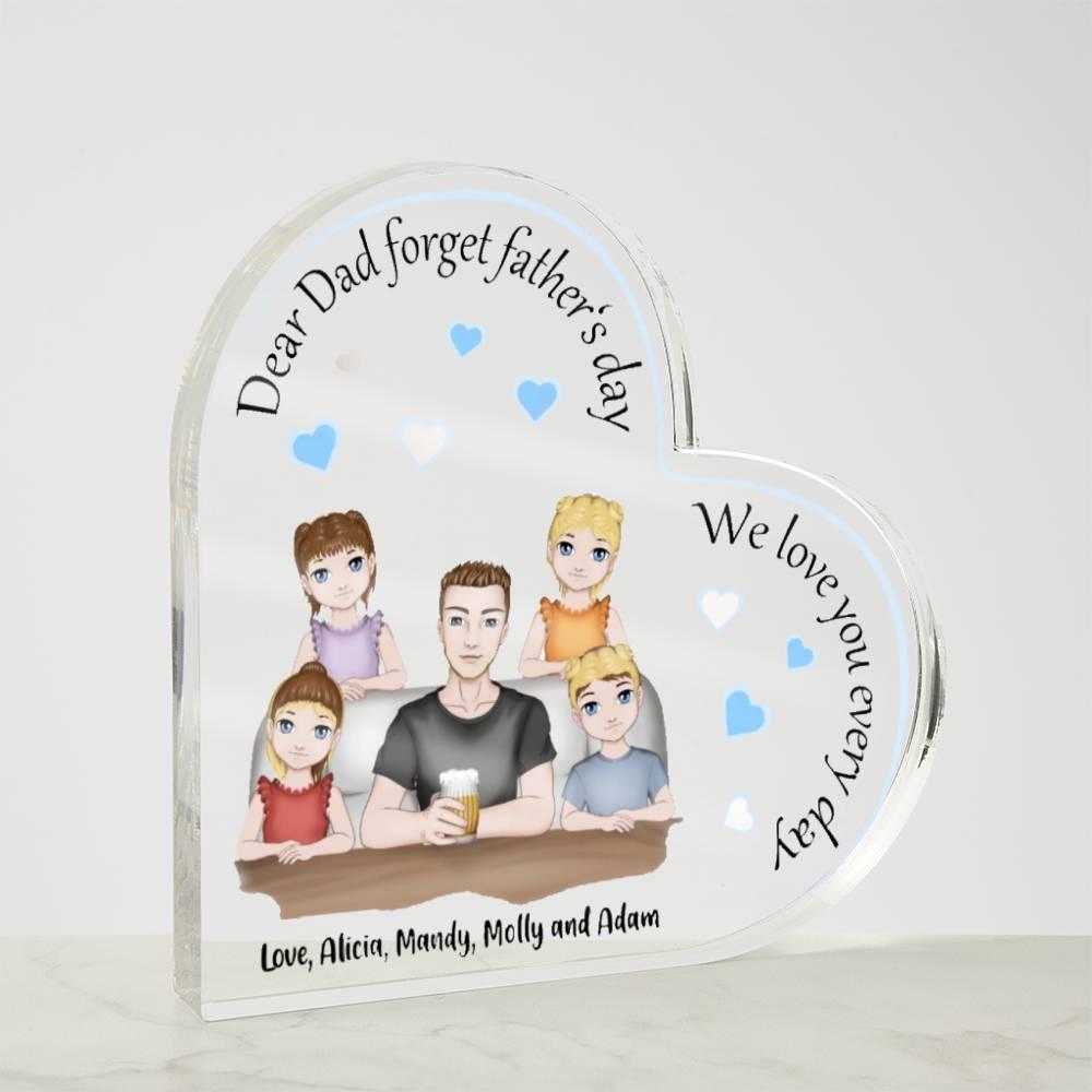 Dad with Kids Personalized Heart Acrylic Plaque - Mallard Moon Gift Shop