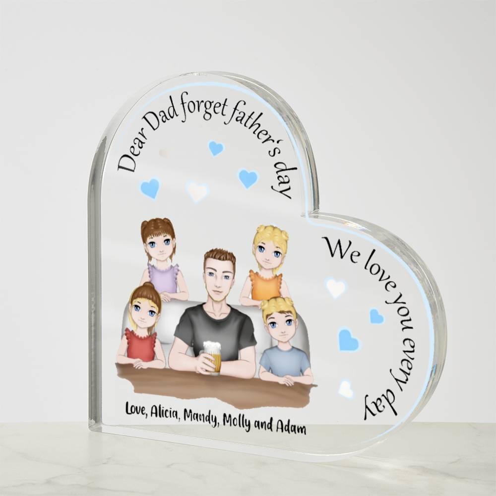 Dad with Kids Personalized Heart Acrylic Plaque - Mallard Moon Gift Shop