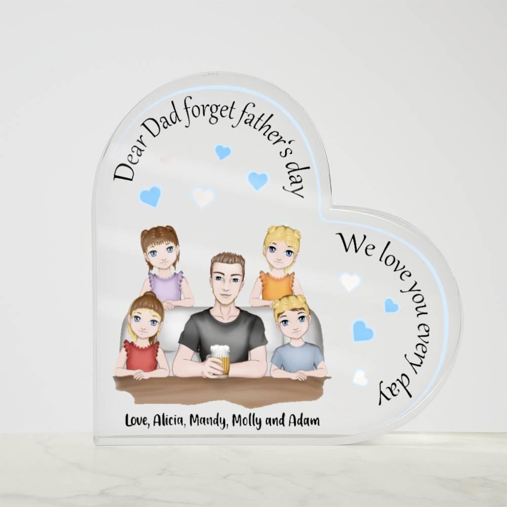 Dad with Kids Personalized Heart Acrylic Plaque - Mallard Moon Gift Shop