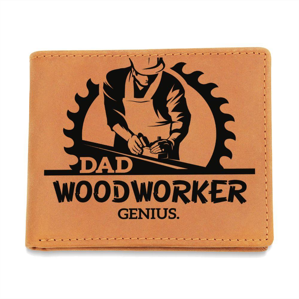 Dad Woodworker Genius Leather Wallet - Mallard Moon Gift Shop