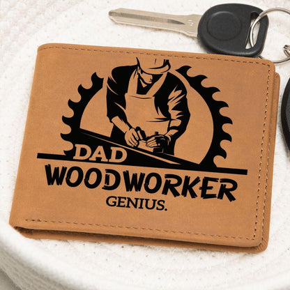 Dad Woodworker Genius Leather Wallet - Mallard Moon Gift Shop