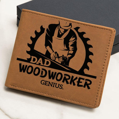 Dad Woodworker Genius Leather Wallet - Mallard Moon Gift Shop