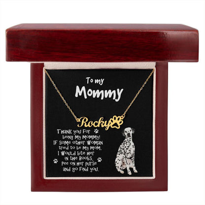 Dalmatian Dog Mom Paw Print Name Necklace - Mallard Moon Gift Shop