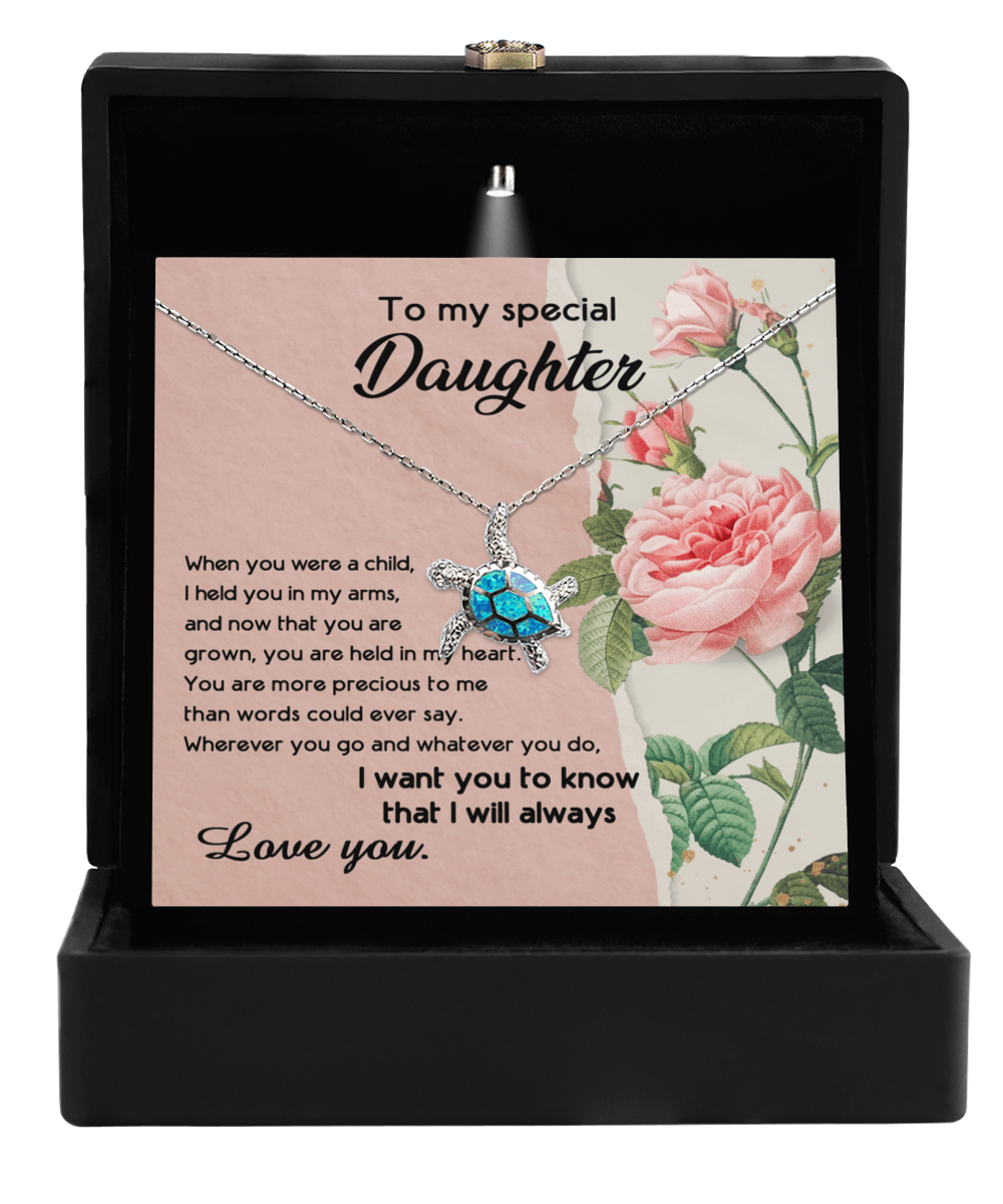 Daughter Birthday Graduation Gift You are in My Heart Sea Turtle Opal Pendant Necklace - Mallard Moon Gift Shop