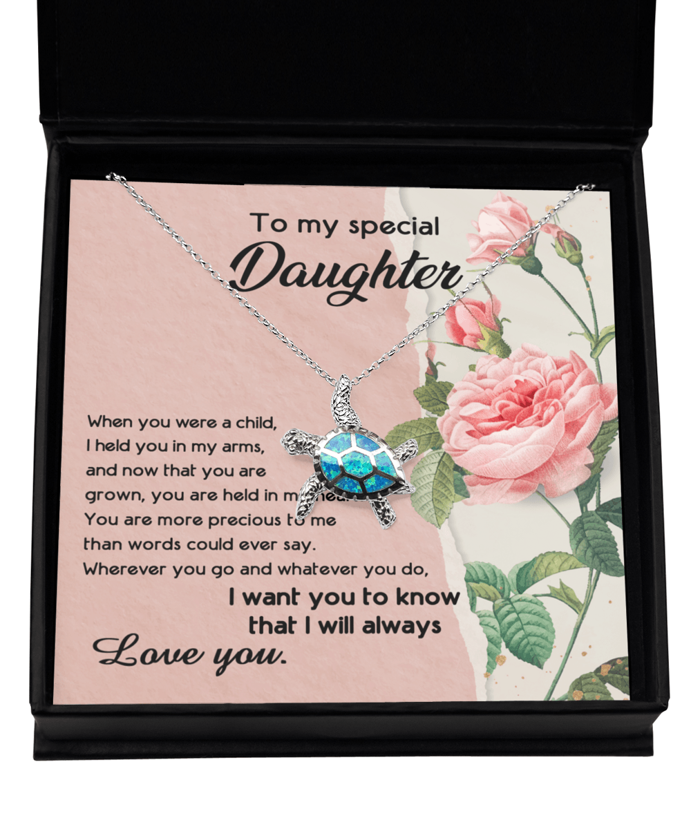 Daughter Birthday Graduation Gift You are in My Heart Sea Turtle Opal Pendant Necklace - Mallard Moon Gift Shop