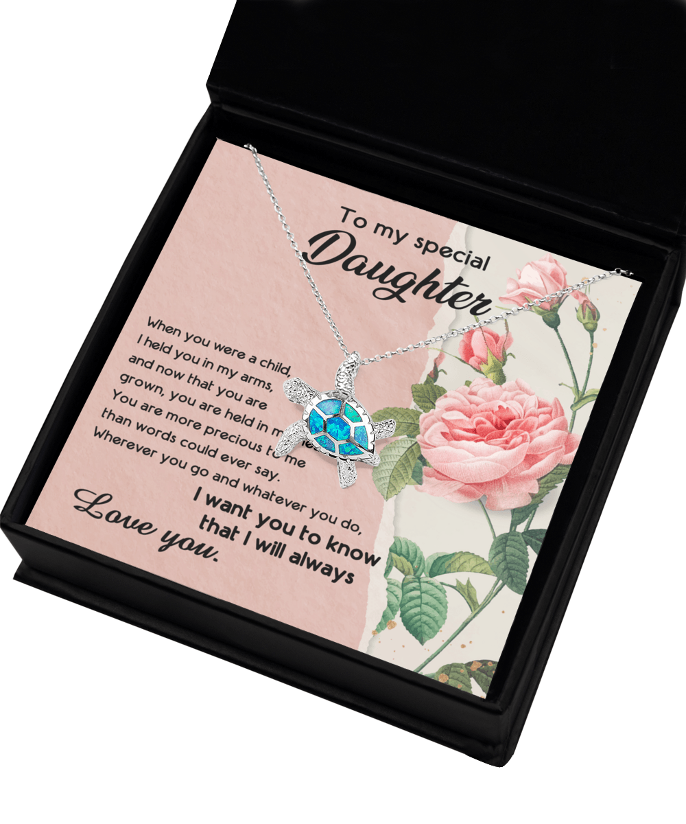 Daughter Birthday Graduation Gift You are in My Heart Sea Turtle Opal Pendant Necklace - Mallard Moon Gift Shop