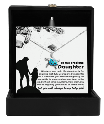 Daughter Gift You Will Always Be My Little Girl Birthday Graduation Sea Turtle Opal Pendant Necklace - Mallard Moon Gift Shop