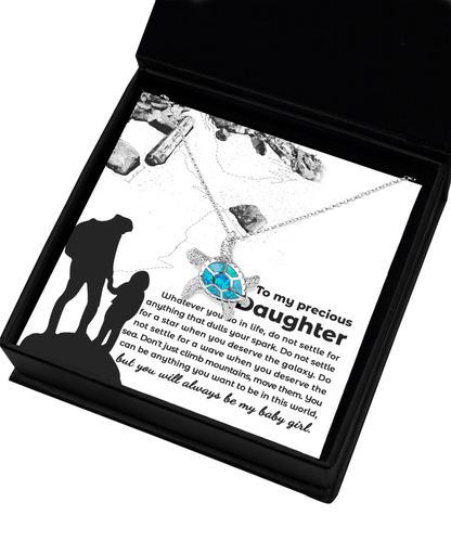 Daughter Gift You Will Always Be My Little Girl Birthday Graduation Sea Turtle Opal Pendant Necklace - Mallard Moon Gift Shop