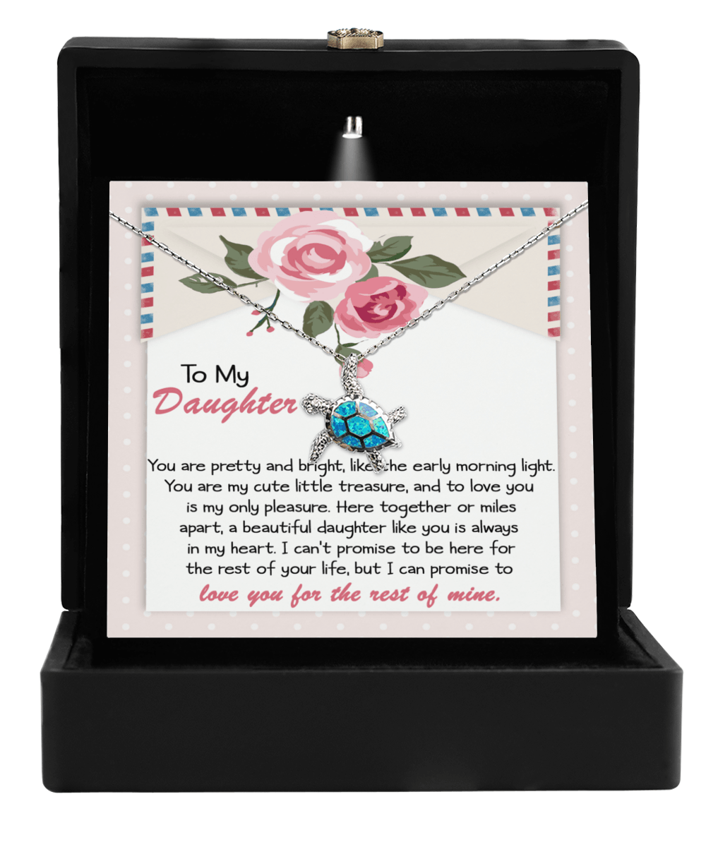 Daughter Graduation Birthday Gift Sea Turtle Opal Pendant Necklace I Promise to Love You - Mallard Moon Gift Shop