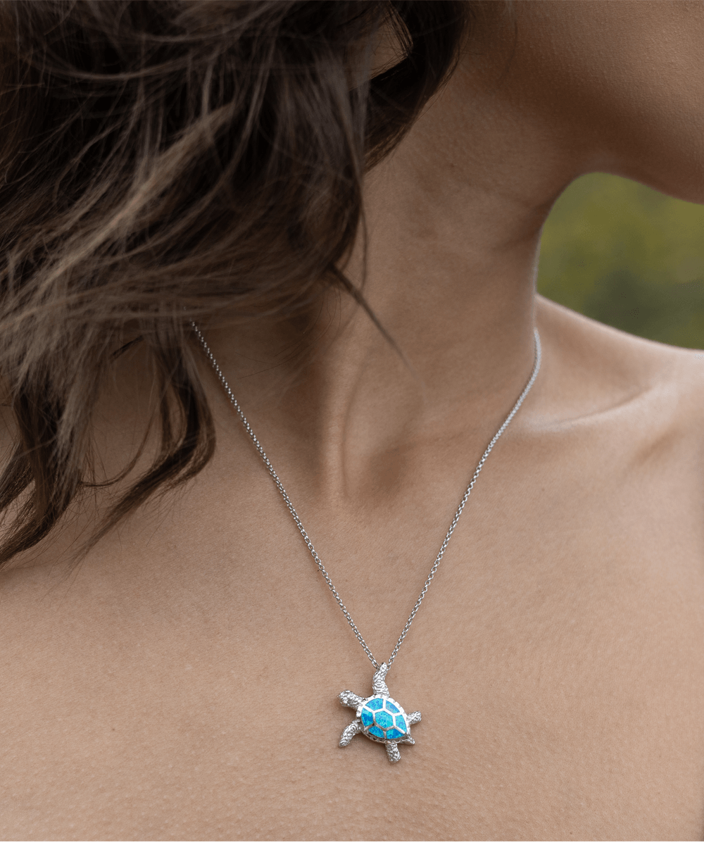 Daughter Graduation Birthday Gift Sea Turtle Opal Pendant Necklace I Promise to Love You - Mallard Moon Gift Shop