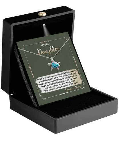 Daughter Graduation Birthday Inspirational Gift You Are Everything to Me Sea Turtle Opal Necklace - Mallard Moon Gift Shop