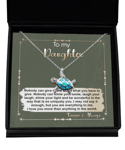 Daughter Graduation Birthday Inspirational Gift You Are Everything to Me Sea Turtle Opal Necklace - Mallard Moon Gift Shop