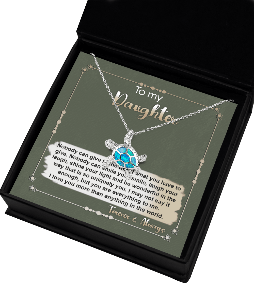 Daughter Graduation Birthday Inspirational Gift You Are Everything to Me Sea Turtle Opal Necklace - Mallard Moon Gift Shop