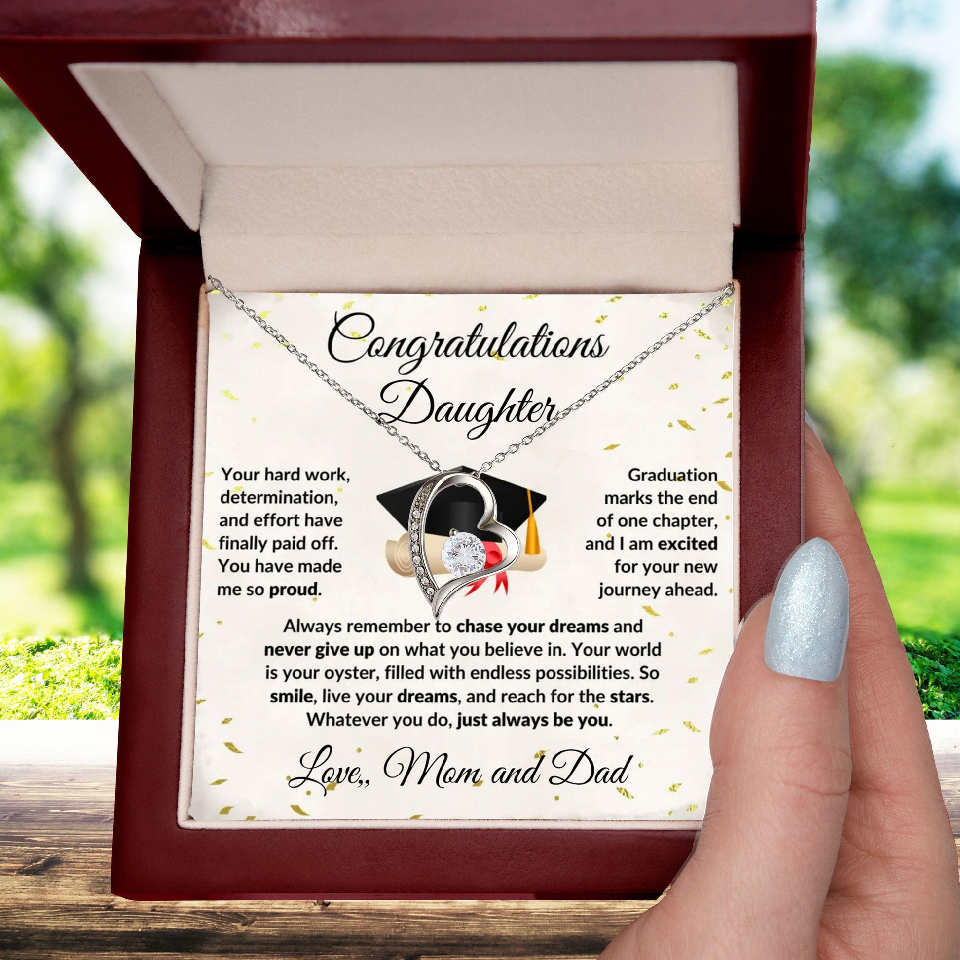 Daughter Graduation Congratulations Proud of You Love Knot Necklace - Mallard Moon Gift Shop