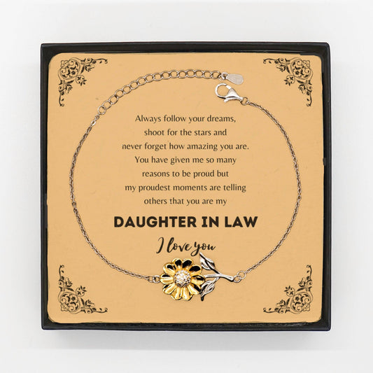 Daughter In Law Sunflower Bracelet - Always follow your dreams, never forget how amazing you are, Christmas Birthday Gifts - Mallard Moon Gift Shop