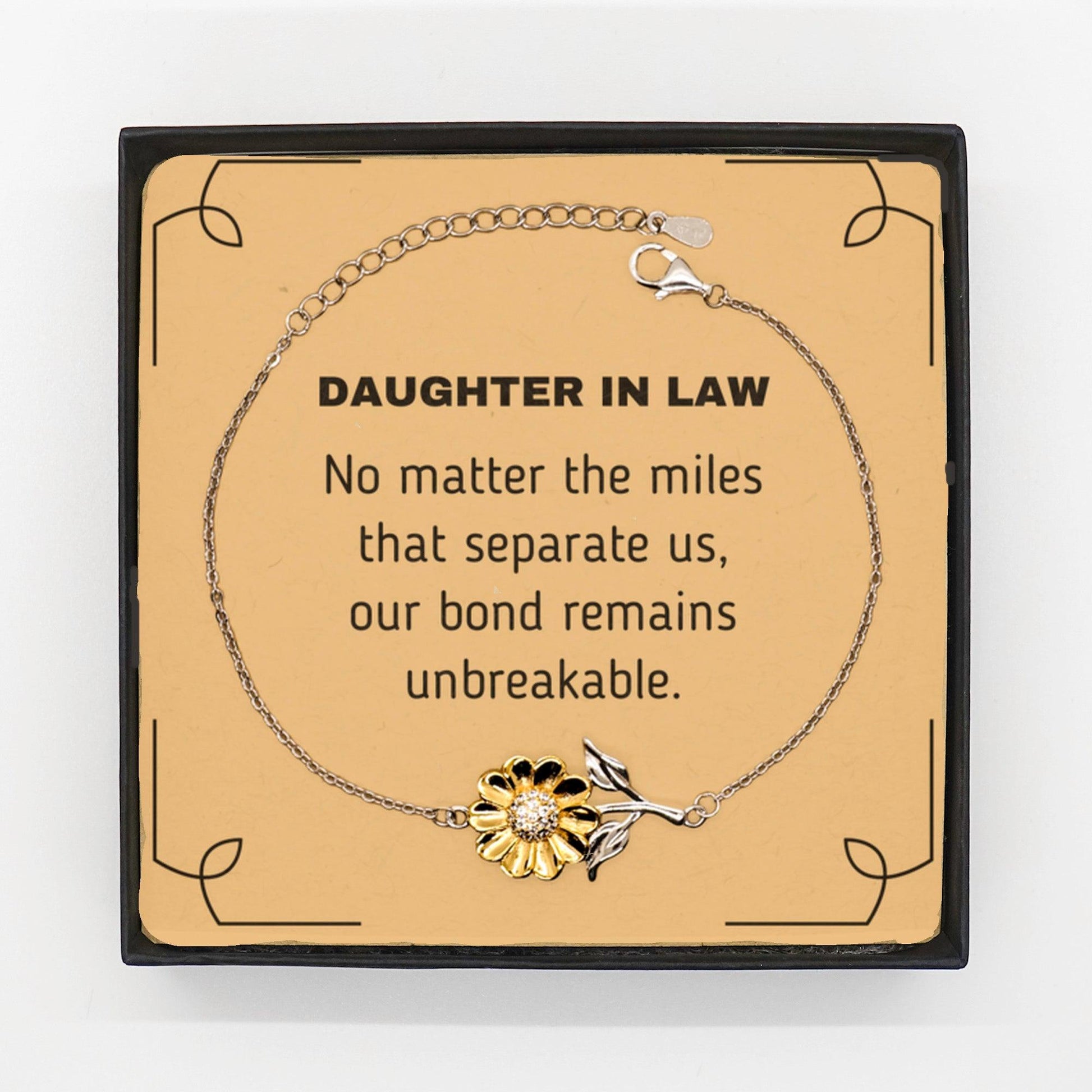 Daughter In Law Sunflower Bracelet Long Distance Relationship No matter the miles that separate us, Our Bond Remains Unbreakable Birthday Christmas Graduation - Mallard Moon Gift Shop