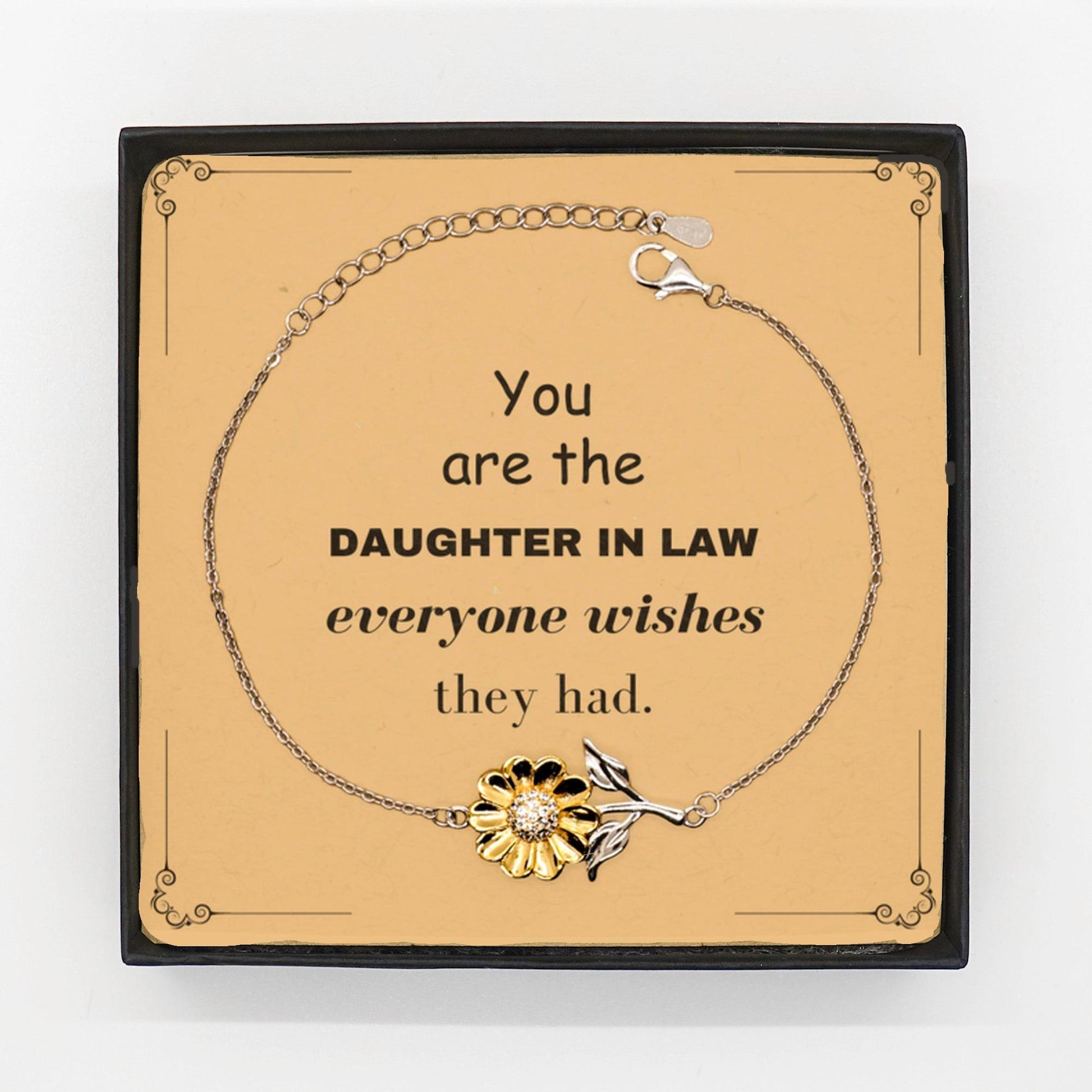 Daughter In Law Sunflower Bracelet, You are the Daughter-in-law Everyone wishes they had, Inspirational Bracelet Birthday Christmas Unique Gifts - Mallard Moon Gift Shop