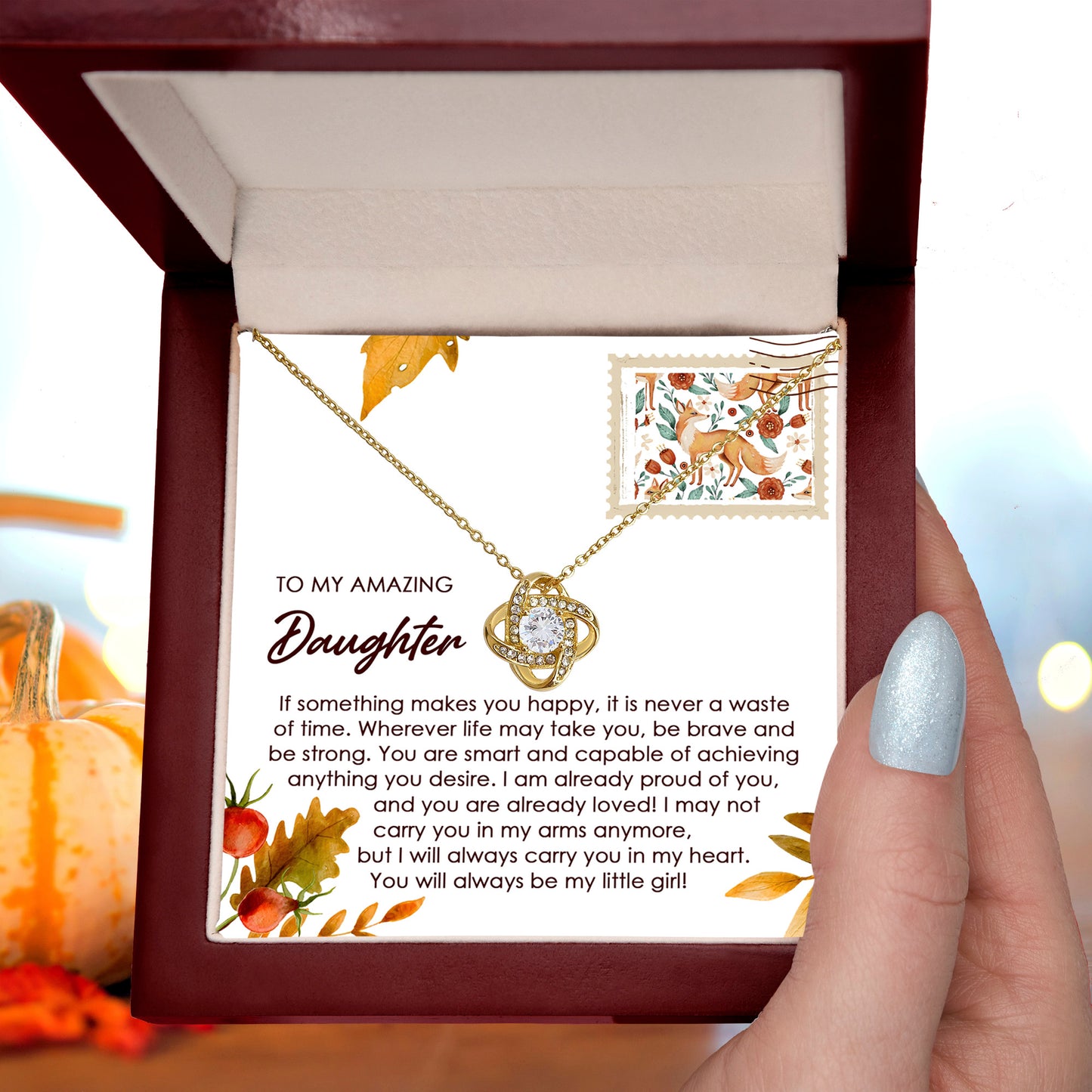 Daughter - Makes You Happy - Love Knot Pendant Necklace