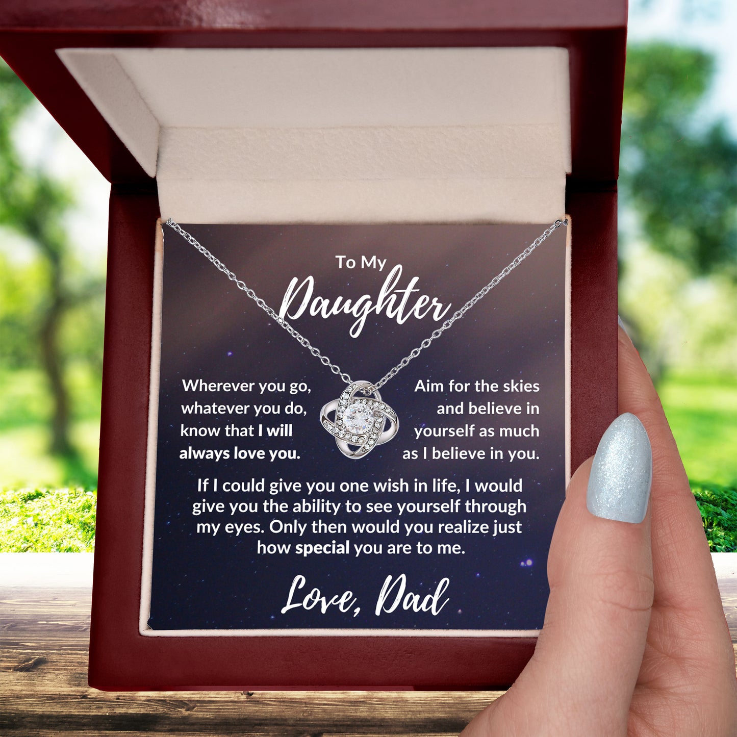 To My Daughter From Dad - I Believe in You - Love Knot Message Card Gift Box