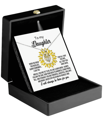 Daughter Never Stop Believing In Yourself Sunflower Pendant Necklace Birthday Graduation Holiday Gift - Mallard Moon Gift Shop