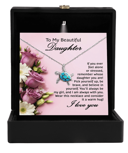 Daughter Opal Sea Turtle Pendant Necklace Graduation Sweet 16, 21st Birthday Gift, Mother Daughter Keepsake Jewelry, Stepdaughter Present - Mallard Moon Gift Shop