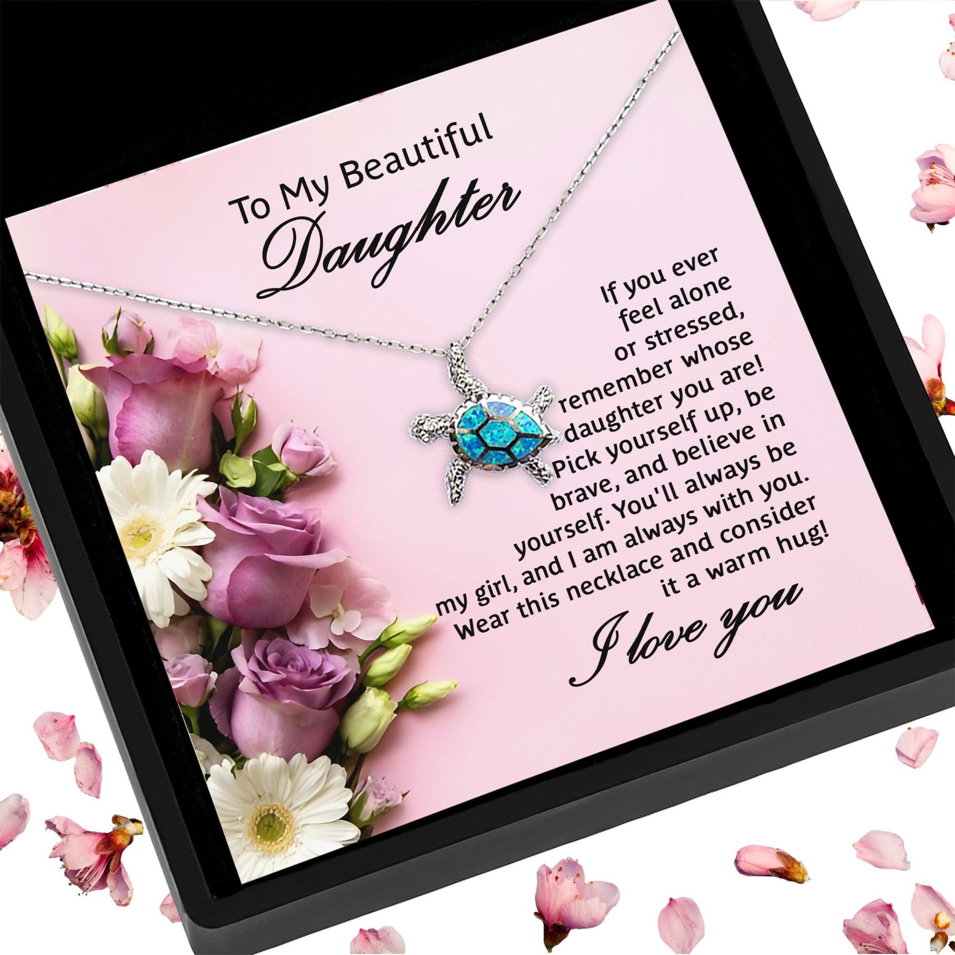 Daughter Opal Sea Turtle Pendant Necklace Graduation Sweet 16, 21st Birthday Gift, Mother Daughter Keepsake Jewelry, Stepdaughter Present - Mallard Moon Gift Shop