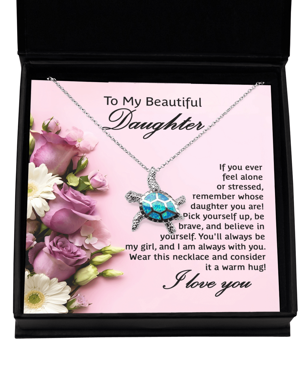 Daughter Opal Sea Turtle Pendant Necklace Graduation Sweet 16, 21st Birthday Gift, Mother Daughter Keepsake Jewelry, Stepdaughter Present - Mallard Moon Gift Shop