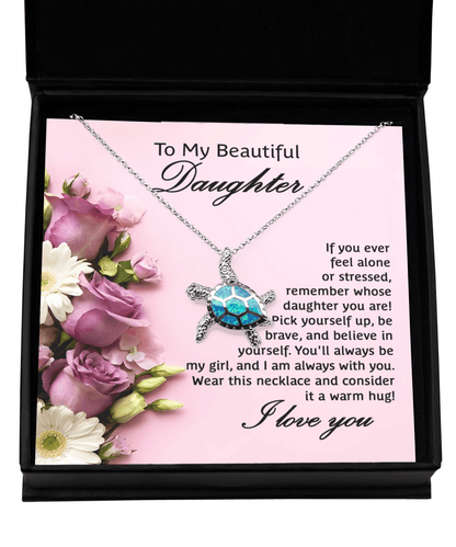 Daughter Opal Sea Turtle Pendant Necklace Graduation Sweet 16, 21st Birthday Gift, Mother Daughter Keepsake Jewelry, Stepdaughter Present - Mallard Moon Gift Shop