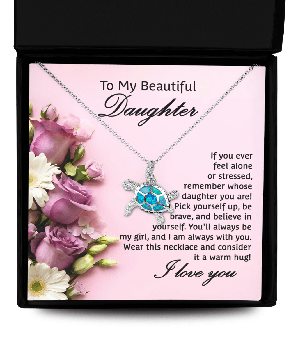 Daughter Opal Sea Turtle Pendant Necklace Graduation Sweet 16, 21st Birthday Gift, Mother Daughter Keepsake Jewelry, Stepdaughter Present - Mallard Moon Gift Shop