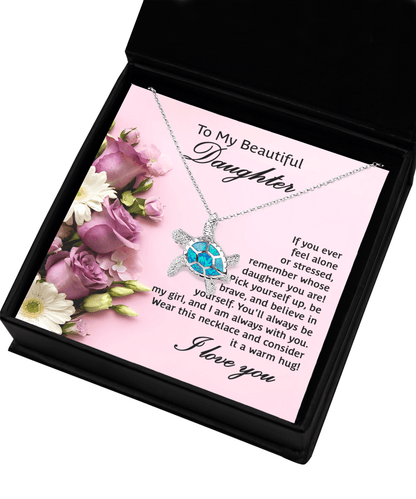 Daughter Opal Sea Turtle Pendant Necklace Graduation Sweet 16, 21st Birthday Gift, Mother Daughter Keepsake Jewelry, Stepdaughter Present - Mallard Moon Gift Shop