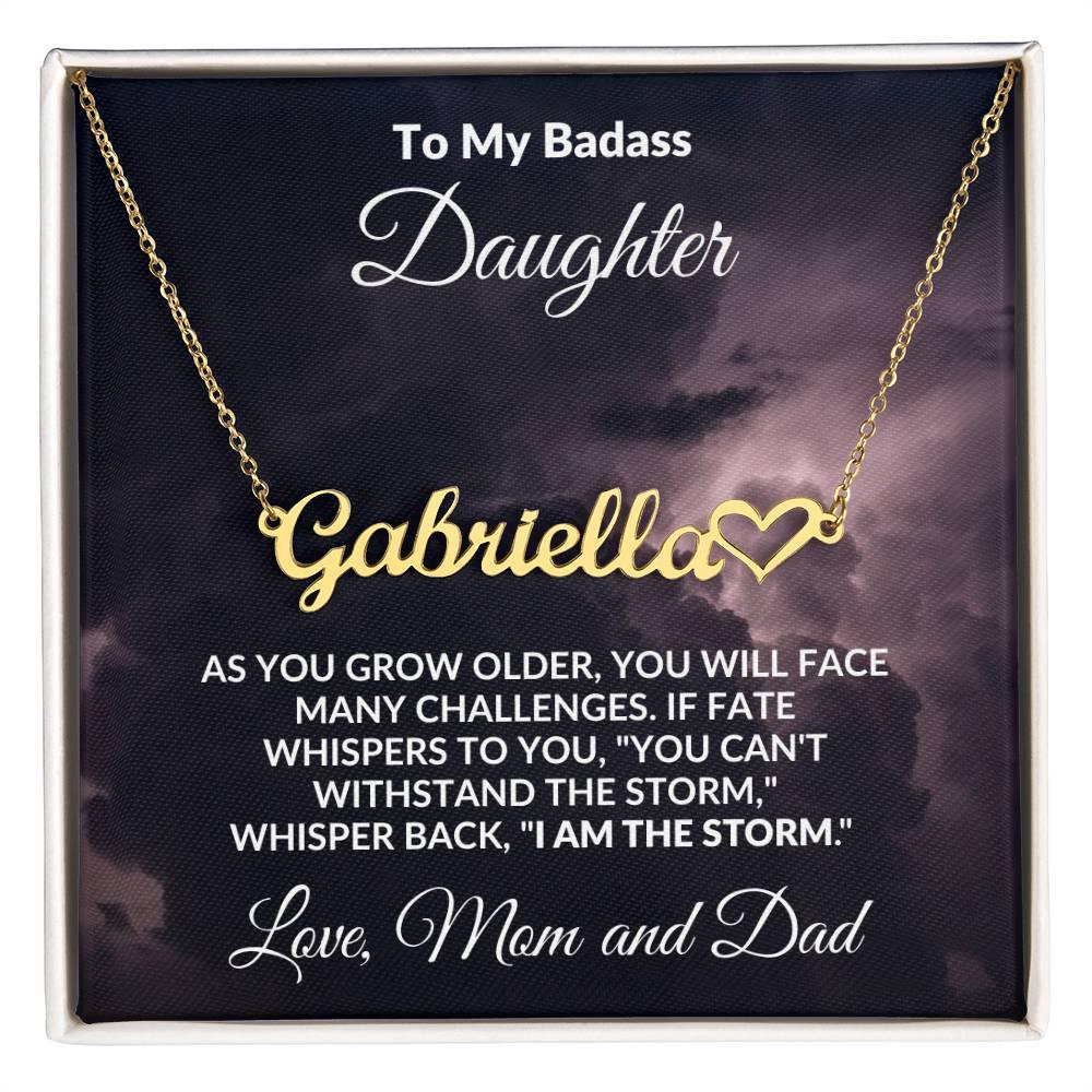 Daughter Personalized Name with Heart Script Necklace - Mallard Moon Gift Shop