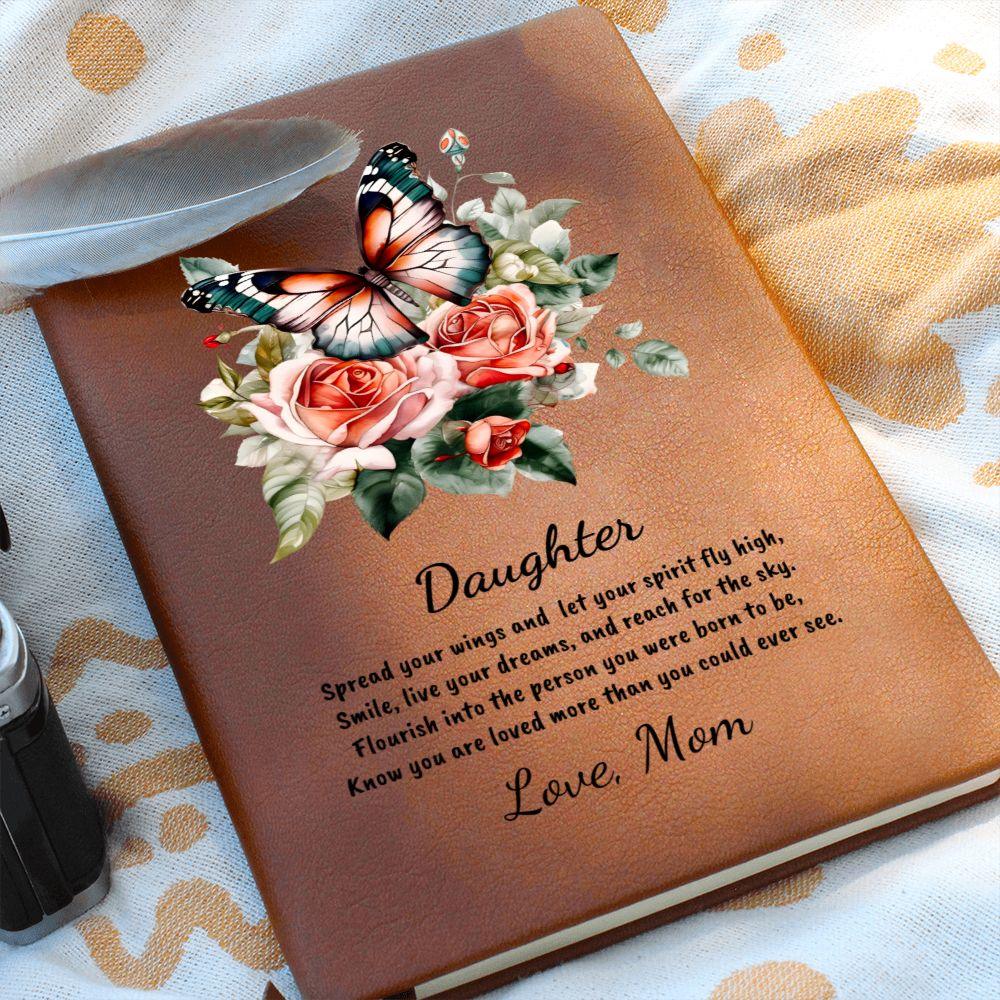 Daughter Spread your Wings Personalized Butterfly Leather Journal - Mallard Moon Gift Shop