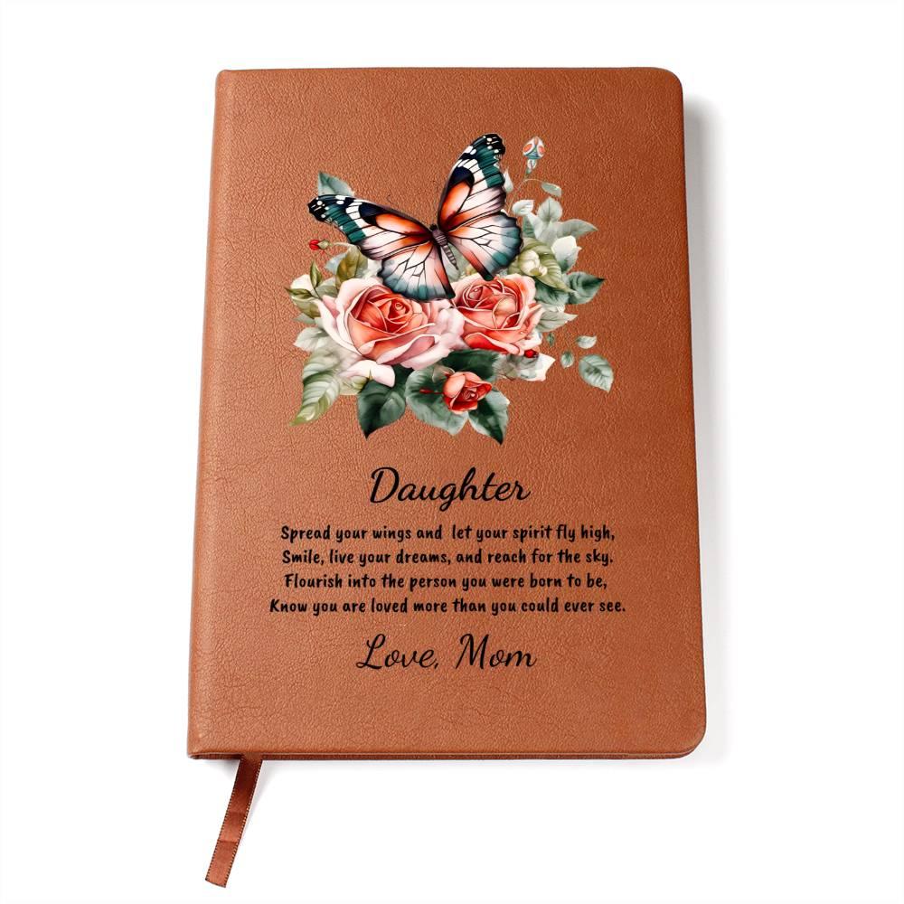 Daughter Spread your Wings Personalized Butterfly Leather Journal - Mallard Moon Gift Shop