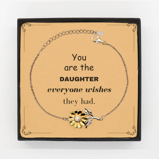 Daughter Sunflower Bracelet, You are the Daughter Everyone wishes they had, Inspirational Birthday Christmas Graduation Unique Gifts - Mallard Moon Gift Shop