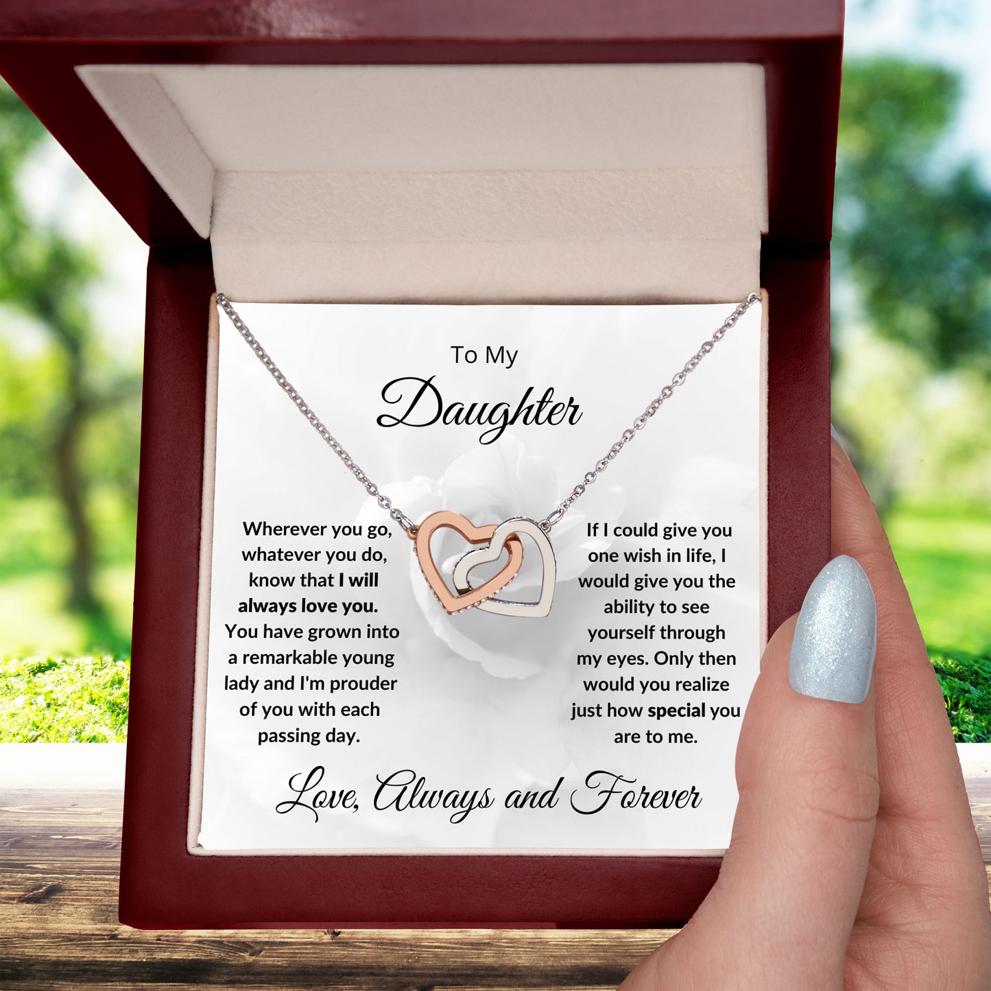 Gift for Daughter - I Will Always Love You - Hearts Pendant Necklace