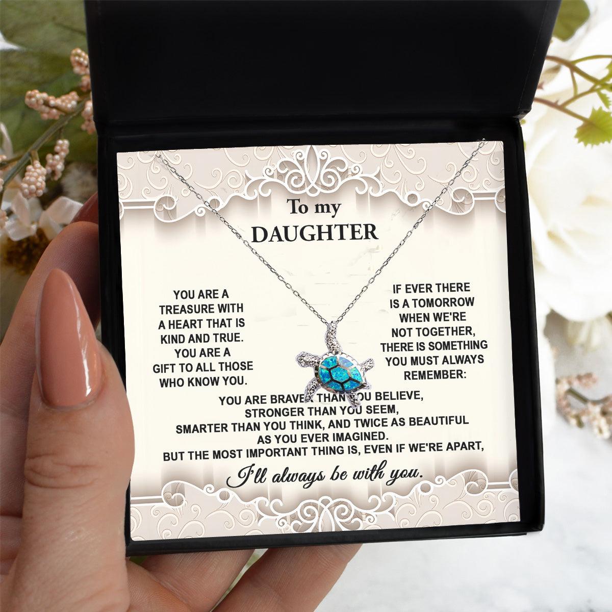 Daughter You Are A Treasure Birthday Graduation Opal Sea Turtle Pendant Necklace Gift - Mallard Moon Gift Shop