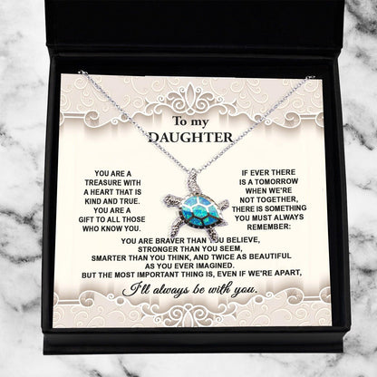 Daughter You Are A Treasure Birthday Graduation Opal Sea Turtle Pendant Necklace Gift - Mallard Moon Gift Shop