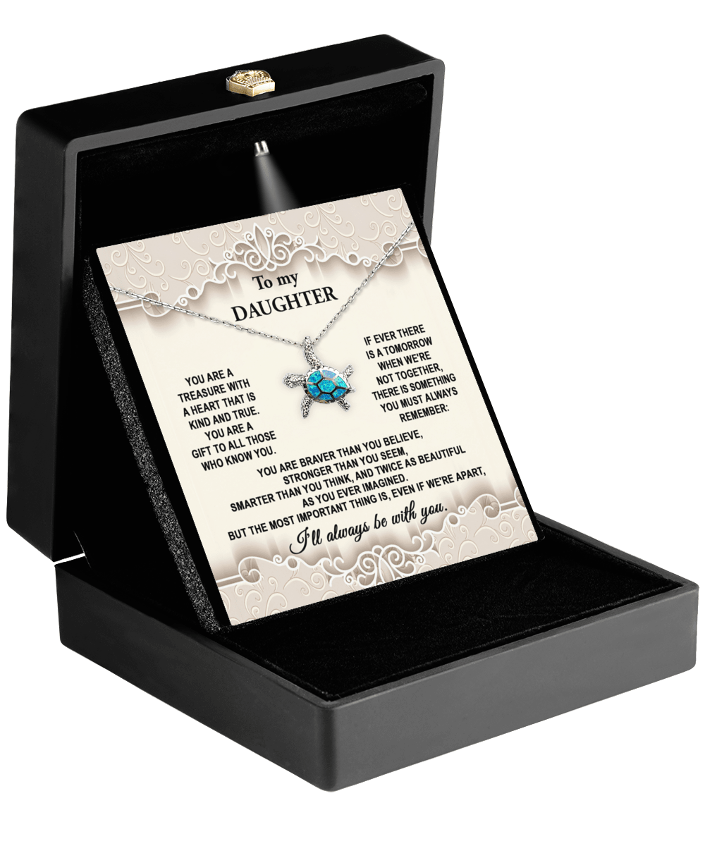 Daughter You Are A Treasure Birthday Graduation Opal Sea Turtle Pendant Necklace Gift - Mallard Moon Gift Shop